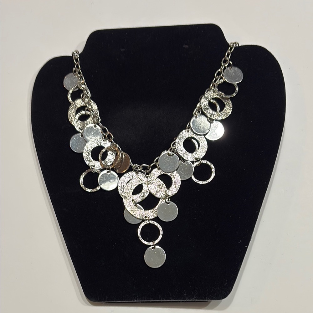 NEW! Silver Multi-Ring Statement Necklace - Women Jewelry